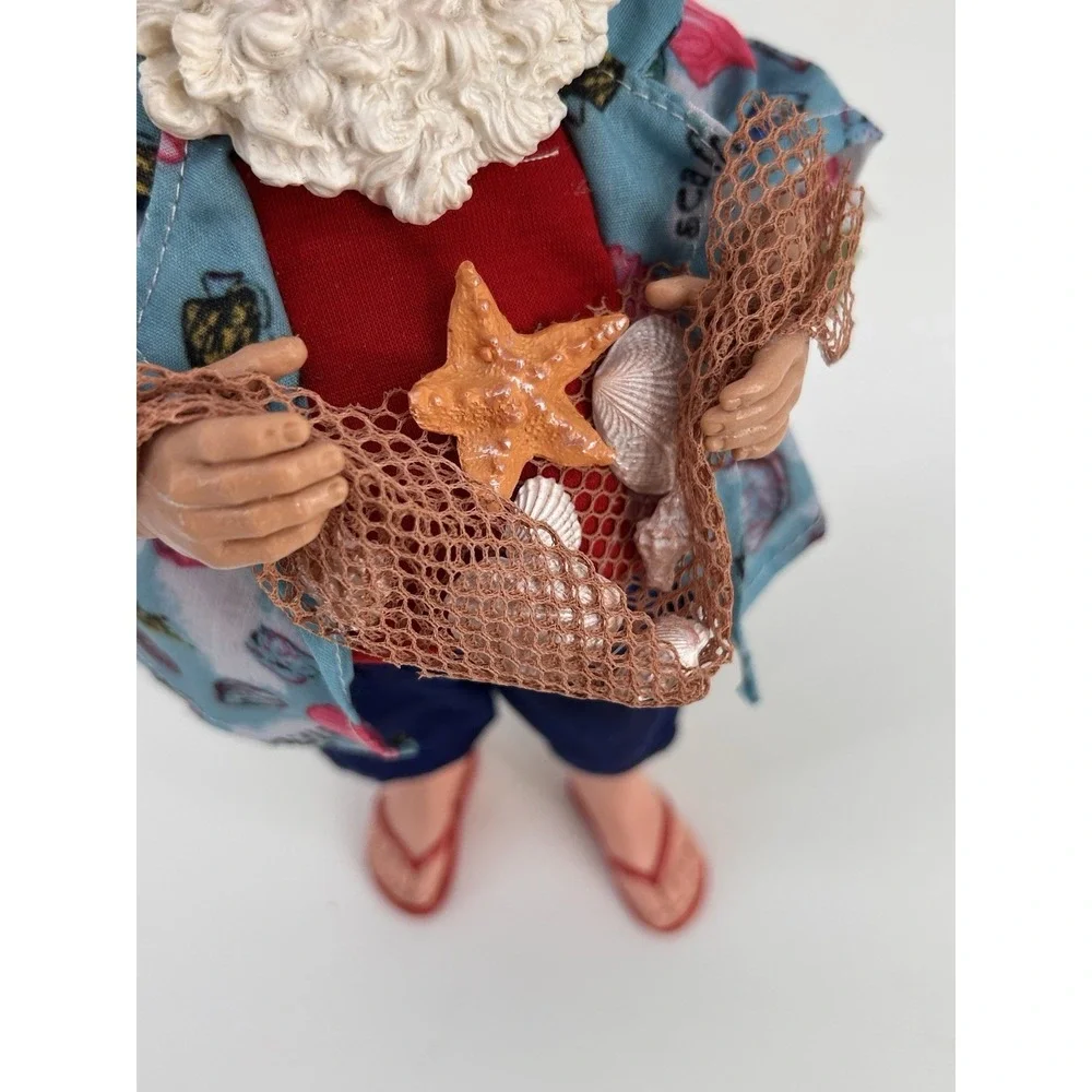 Santa's Workshop Beach Party Coastal Santa Hawaiian Shirt Flip Flops‎ 10